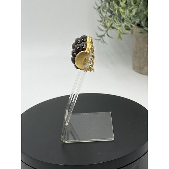 Givenchy Vintage Gold Tone Non Pierced Brown Lucite Glowing Clip On Earrings - Picture 4 of 10